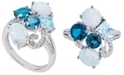 Macy's Created Opal (1 1/3 ct.t.w) and Blue (2 1/2 ct.t.w) Ring in Sterling Silver